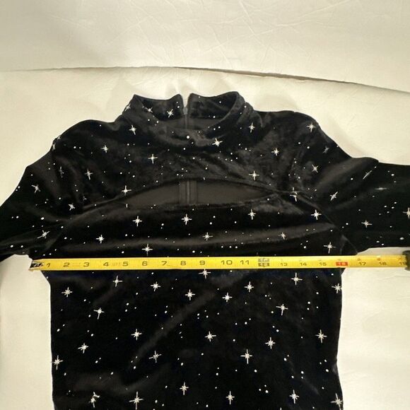 Cider Velvet Star Pattern Bell Sleeve Top Women’s M Black Festival Witchy Boho - Picture 8 of 10